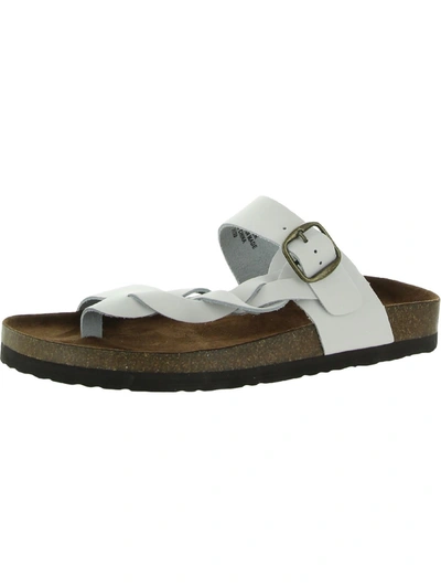 White Mountain Crawford Womens Braided Leather Thong Sandals In White