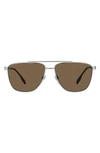 Burberry Blaine 61mm Pilot Sunglasses In Silver_dark_brown