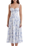 House Of Cb Carmen Floral Bustier Sundress In Bluepw