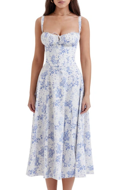 House Of Cb Carmen Floral Bustier Sundress In Bluepw