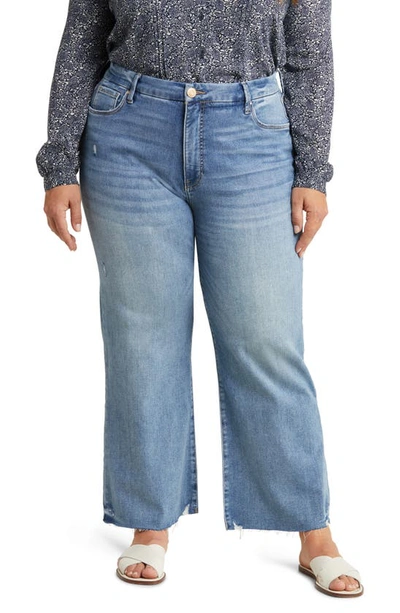 Kut From The Kloth Meg Fab Ab High Waist Raw Hem Wide Leg Jeans In Multi