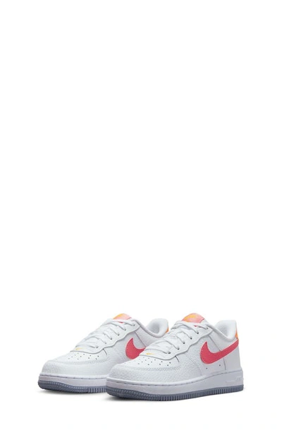 Nike Kids' Air Force 1 Sneaker In White/ Coral/ Laser Orange