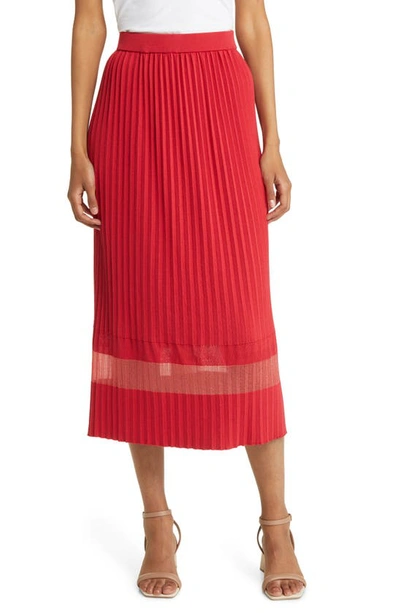 Misook Pleat Knit Skirt In Red