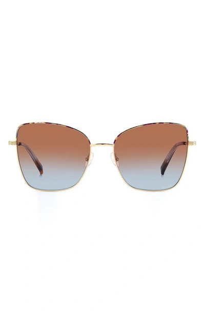 Missoni 59mm Cat Eye Sunglasses In Gold Blue Havana/ Brown Blue