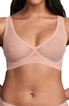 Eby Sheer Mesh Bralette In Coral Pink