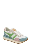 Gola Indiana Sneaker In Off White/ Blue/ Green