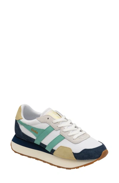 Gola Indiana Sneaker In White/ Navy/ Aruba