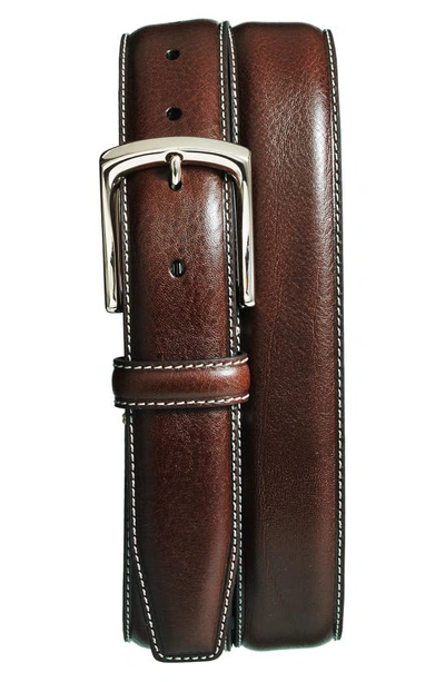 Torino Burnished Leather Belt In Brown