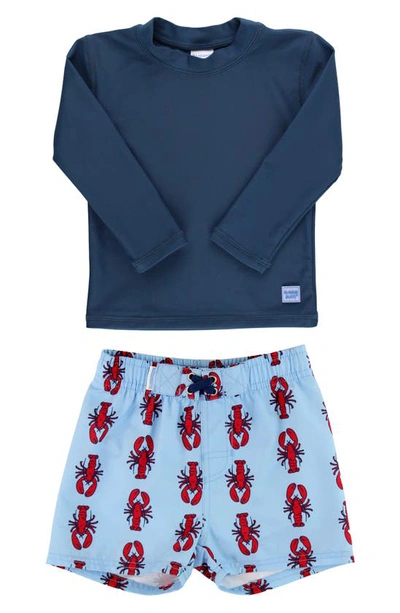 Ruggedbutts Babies' Long Sleeve Two-piece Rashguard Swimsuit In Navy