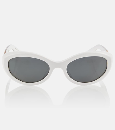 Khaite X Oliver Peoples 1969c椭圆形太阳镜 In White