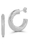 Chloe & Madison Sterling Silver Twisted Hoop Earrings In Metallic