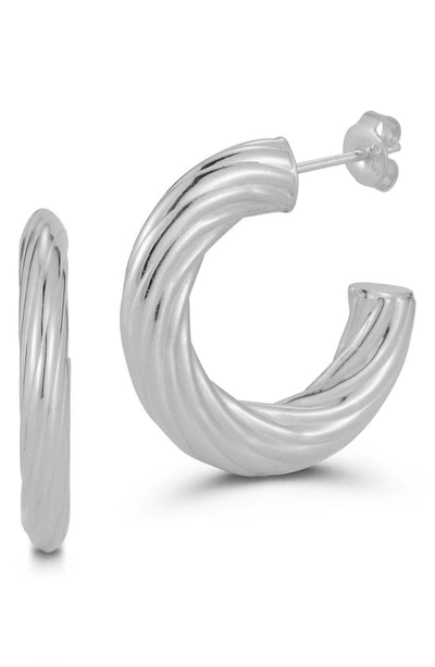 Chloe & Madison Sterling Silver Twisted Hoop Earrings In Metallic