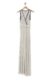 Go Couture Sleeveless Maxi Stripe Dress In White Colorblock