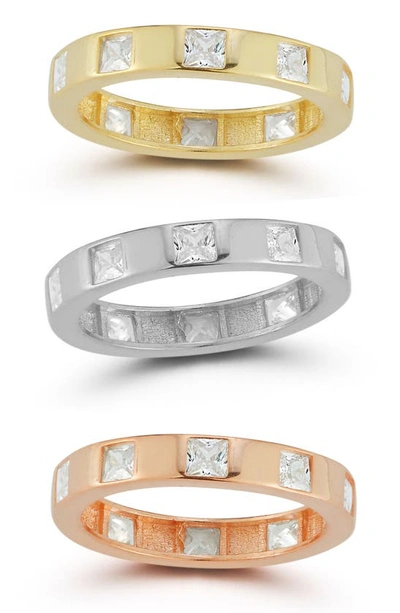 Chloe & Madison Set Of 3 Mixed Cz Rings In Tricolor