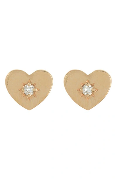 Anzie Jac+jo Icon Vintage Heart Stud Earrings In 14k Gold