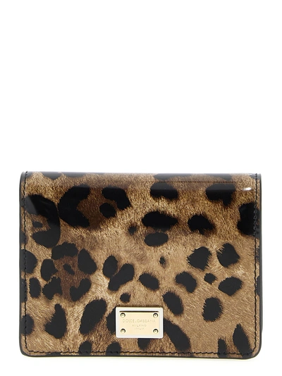 Dolce & Gabbana Leopard Medium Card Holder In Brown