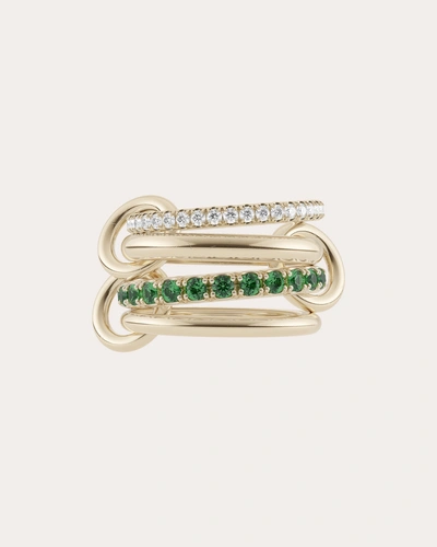 Spinelli Kilcollin Halley 18k Yellow Gold Diamond And Emerald Multilink Ring In Yg