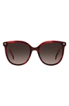 Carolina Herrera 55mm Round Sunglasses In Burgundy/ Brown Gradient