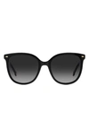 Carolina Herrera 55mm Round Sunglasses In Black Nude/ Grey Shaded