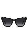 Carolina Herrera 55mm Cat Eye Sunglasses In Black White/ Grey Shaded