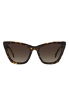 Carolina Herrera 55mm Cat Eye Sunglasses In Havana White/ Brown Gradient