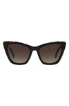 Carolina Herrera 55mm Cat Eye Sunglasses In Black Havana/ Brown Gradient