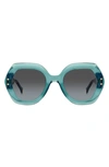 Carolina Herrera 52mm Square Sunglasses In Teal Havana/ Gray Green