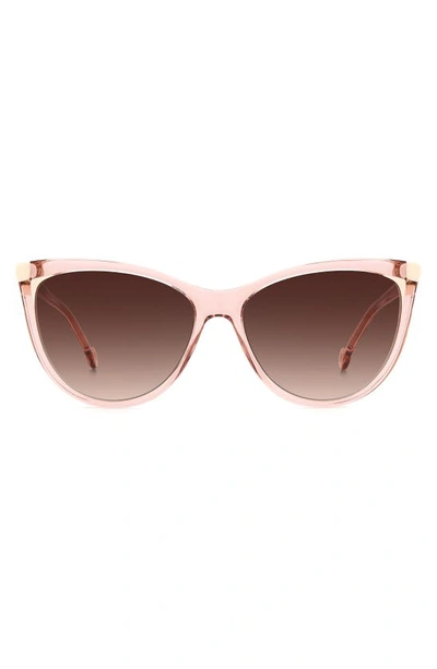 Carolina Herrera 57mm Cat Eye Sunglasses In Nude White/ Brown Gradient