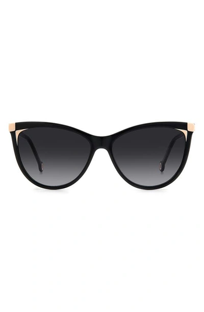 Carolina Herrera 57mm Cat Eye Sunglasses In Black Nude/ Grey Shaded