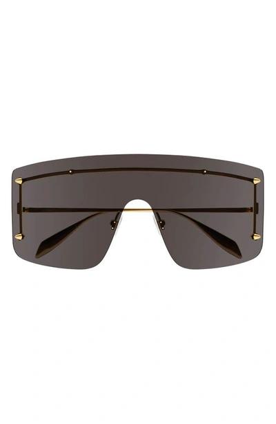 Alexander Mcqueen 99mm Shield Sunglasses In Gold Smoke