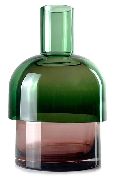 Cloudnola Flip Top Glass Vase In Green/ Pink