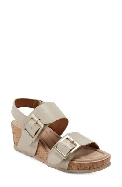 Earth Willa Wedge Slingback Sandal In Light Natural Leather
