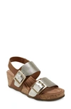 Earth Willa Wedge Slingback Sandal In Gold/medium Natural Leather