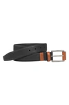 Johnston & Murphy Xc4 Sport Casual Leather Belt In Black Nubuck