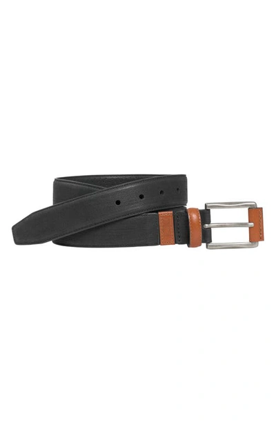 Johnston & Murphy Xc4 Sport Casual Leather Belt In Black Nubuck