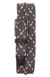 Johnston & Murphy Woven Stretch Knit Belt In Gray/ White