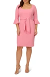 Adrianna Papell Tie Front Sheath Dress In Faded Rose