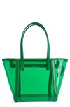 By Far Bar Transparent Tote In Clover Green