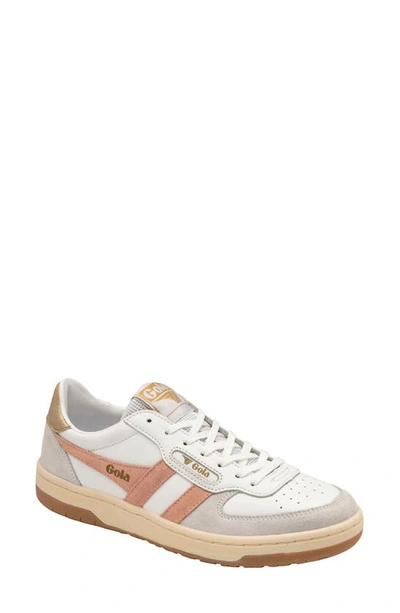 Gola Hawk Sneaker In White/ Pearl Pink/ Gold