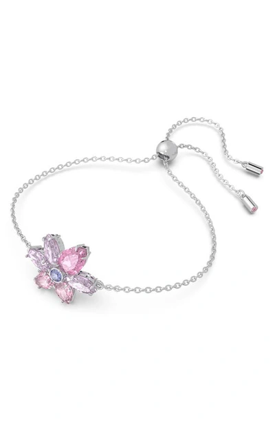 Swarovski Gema Floral Pendant Bracelet In Pink