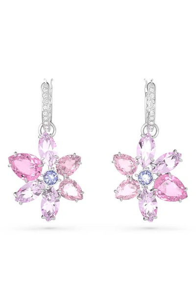 Swarovski Gema 水滴形耳環 In Pink