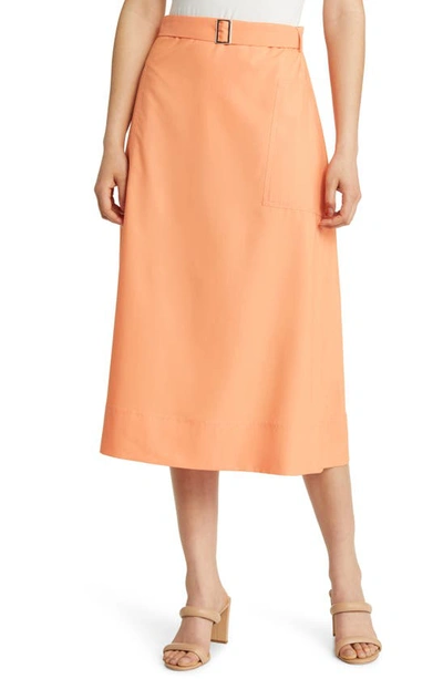 Misook Belted Patch Pocket A-line Midi Skirt In Citrus Blossom