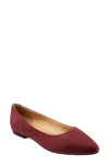 Trotters Estee Flat In Dark Cherry Nubuck