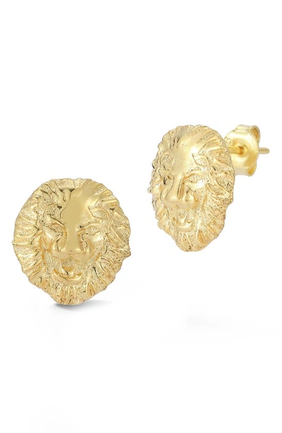 Chloe & Madison 14k Gold Plated Sterling Silver Lion Head Stud Earrings