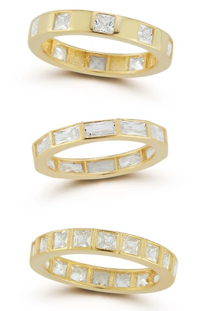 Chloe & Madison Chloe And Madison 14k Gold Plated Sterling Silver & Cz Ring Set
