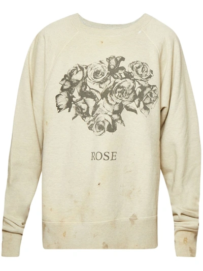 Saint Mxxxxxx Rose-print Crew-neck Sweatshirt In Neutrals