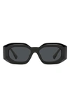 Versace 53mm Rectangular Sunglasses In Dark Grey