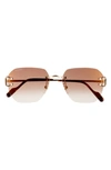Cartier 58mm Gradient Rectangular Sunglasses In Gold Havana