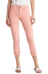 Kut From The Kloth Amy Fray Hem Crop Skinny Jeans In Coral Pink