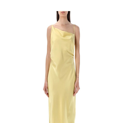 Nanushka Asymmetric Draped Satin Dress In Yellow
